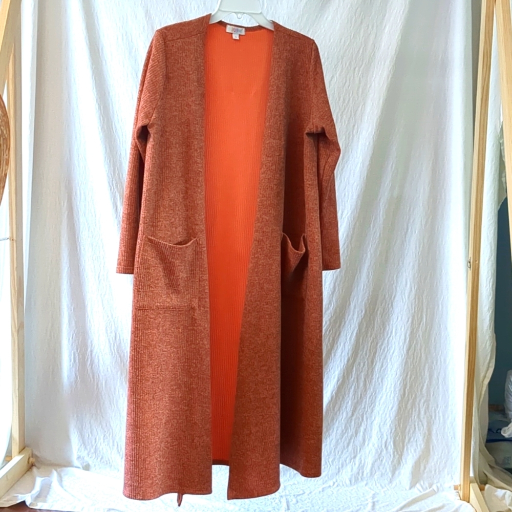 LuLaRoe Long Orange Heather Cardigan Size M